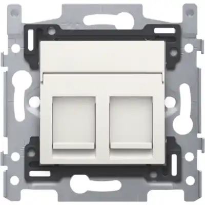 Niko - sokkel + afwerkingsset - 2x RJ45 STP Cat. 6, vlakke uitvoering - schroefbevestiging - white - 101-65278 Merkproduct
