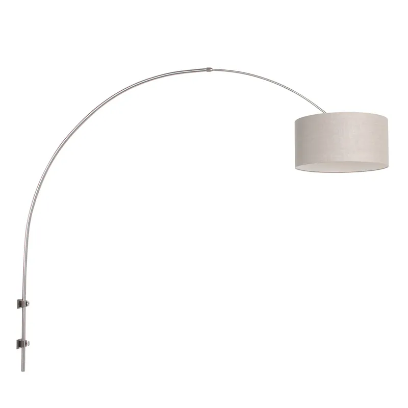 Lage Kosten Steinhauer - Wand Booglamp Sparkled RVS met kap taupe