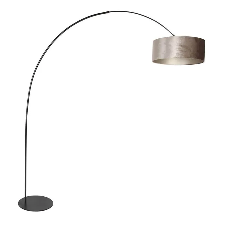Steinhauer - Vloerlamp Curve zwart met grijze kap Ø 50cm Op = Op