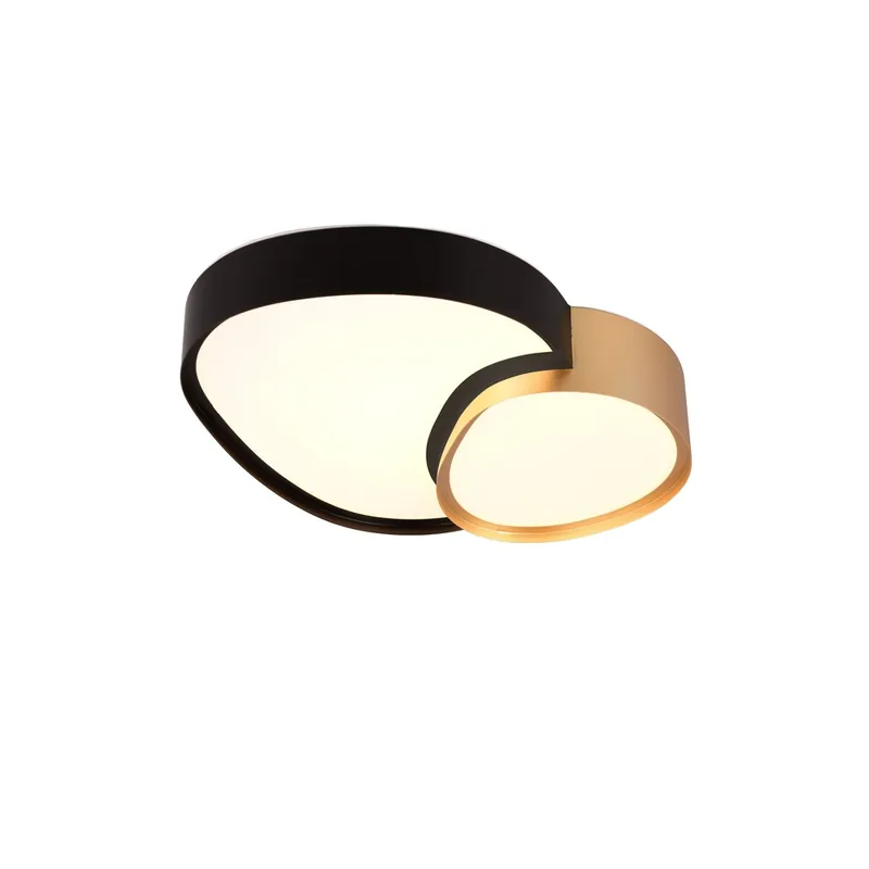 Trio - Organische plafonniere Rise 43,5cm zwart met goud Meest Verkocht