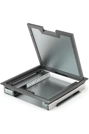 Exclusieve Aanbieding HPL VLOERDOOS BASIC 40MM 4XCHASSIS 3P 6XDATA CAT7 KUNSTSTOF T3 KLAPDEKSEL