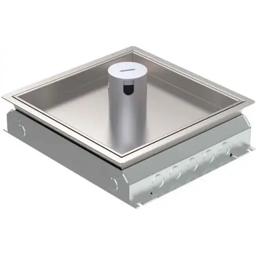 Dagaanbieding HPL vloerdoos instort 50mm 3x WCD + 4x M45 leeg - RVS T25 IP54 deksel