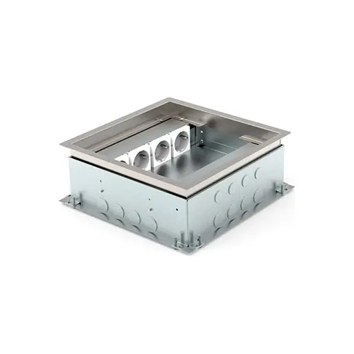 HPL vloerdoos instort 80mm 4xWCD + 8xData-uitsp.- RVS T25 IP54 deksel Flitsaanbieding