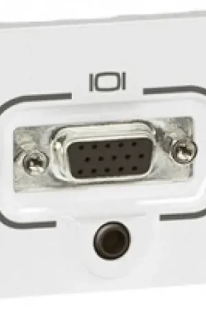 Actieprijs Legrand Mosaic LGR HD15 fem + Jack 3,5mm 15-polig Sub-D Basiselement met centrale afdekplaat 1 connector Zonder label wit 078774