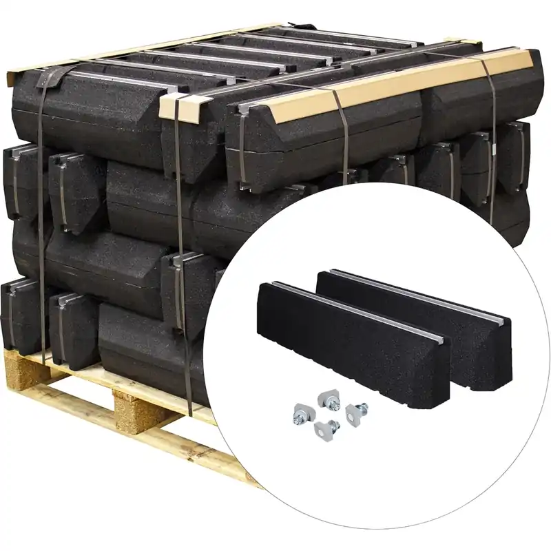 Koopje Aircobase verhoogde opstellingsbalk recycled 1000 mm rubberen dempers incl. bevestiging M8 x 40 mm (pallet a 9 sets)