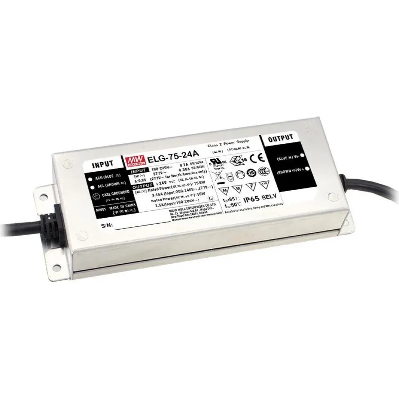 Dagaanbieding Mean Well ELG-75 leddriver 0-10 V 75W 24V IP67 ELG-75-24B-3Y
