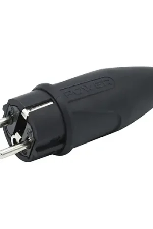 Power Solidstekker 16A rubber randaarde IP44 zwart Beste Prijs