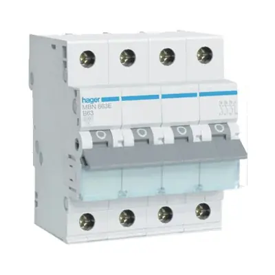 Laatste Kans Hager Inst. Automaat MBN663E 63A 3P+N B-Kar.
