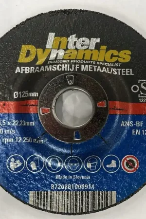 InterDynamics® afbraamschijf 125mm, asgat 22.23mm metaal Uitverkoop